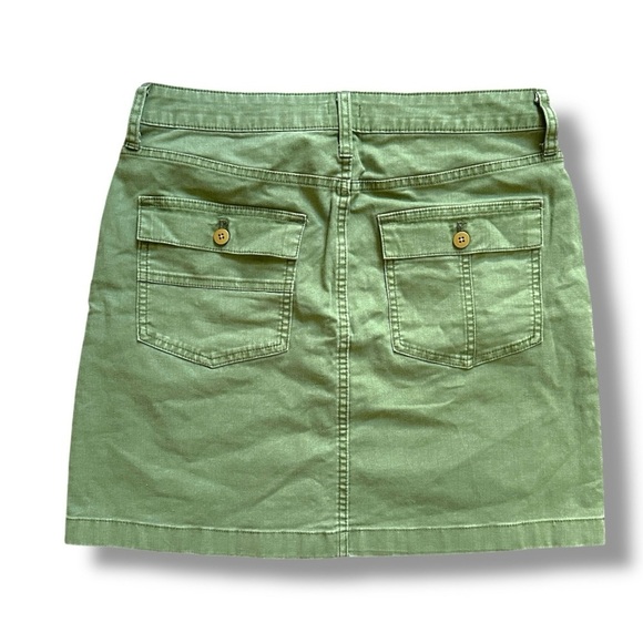 J. Crew Olive Green Garment-Dyed Utility Mini Skirt Women’s Size 6 Linen Blend - Picture 3 of 15